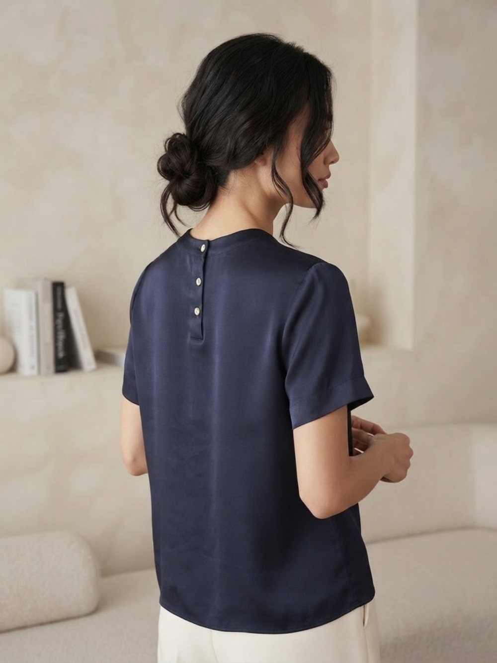 Jones New York Navy Short-Sleeve Tee